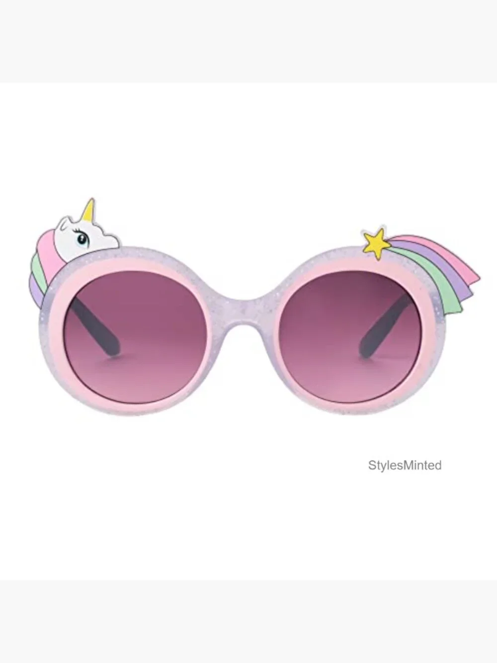 Girls Unicorn Sunglasses with UV Protection, Round Plastic Frame